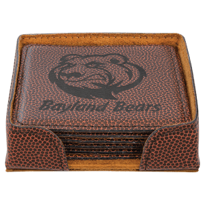 4″ x 4″ Football Square Laserable Leatherette 6-Coaster Set