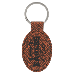 3″ x 1 3/4″ Football Laserable Leatherette Oval Keychain