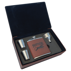 6 oz. Football Laserable Leatherette Flask Gift Set