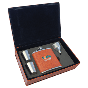 6 oz. Basketball Laserable Leatherette Flask Gift Set