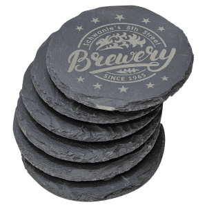 4″ Round Slate Coaster Set-6 Piece