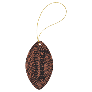 Football Laserable Leatherette Ornament with Gold String