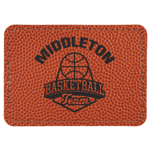 3 1/2″ x 2 1/2″ Rectangle Basketball Laserable Leatherette Patch with Adhesive