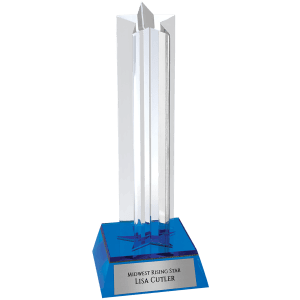 7 1/2″ Blue Star Column Acrylic with Blue Base