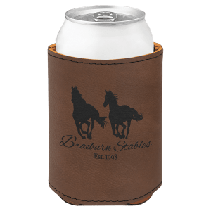 3 3/4″ Dark Brown Laserable Leatherette Beverage Holder