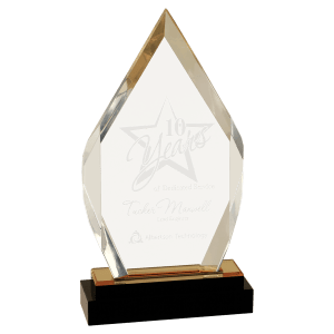 9″ Gold Fusion Diamond Impress Acrylic with Black Glass Base