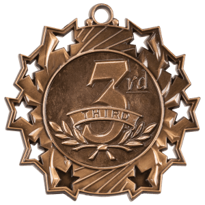 2 1/4″ Antique Bronze 3rd Place Ten Star Medal
