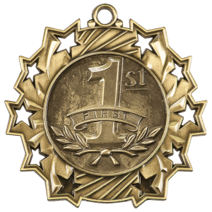 2 1/4″ Antique Gold 1st Place Ten Star Medal