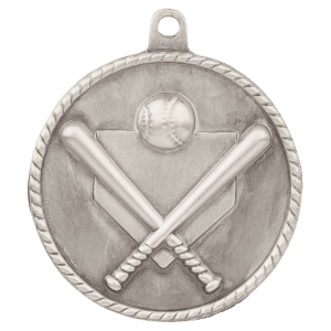 2″ Antique Silver Baseball/Softball High Relief Medal