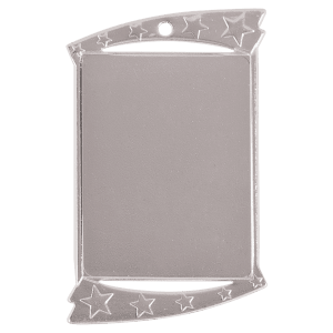 1 3/4″ x 2 3/4″ Bright Silver Rectangular Insert Holder Medal