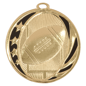 2″ Bright Gold Football Laserable MidNite Star Medal