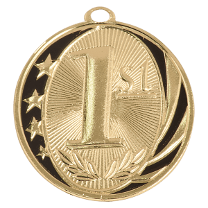 2″ Bright Gold 1st Place Laserable MidNite Star Medal