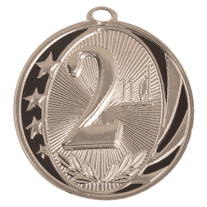 2″ Bright Silver 2nd Place Laserable MidNite Star Medal