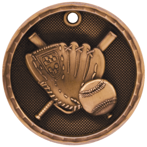 2″ Antique Bronze 3D Baseball/Softball Medal