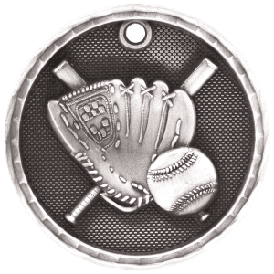 2″ Antique Silver 3D Baseball/Softball Medal