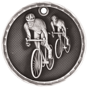 2″ Antique Silver 3D Bicycling Medal