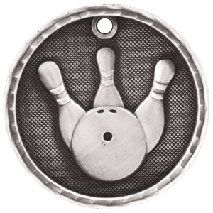 2″ Antique Silver 3D Bowling Medal