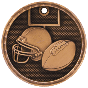 2″ Antique Bronze 3D Football Medal