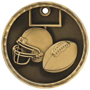 2″ Antique Gold 3D Football Medal