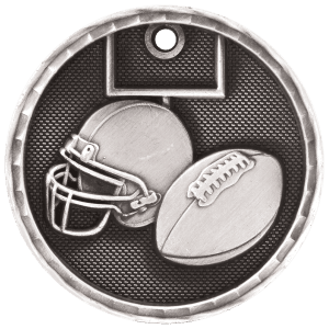 2″ Antique Silver 3D Football Medal