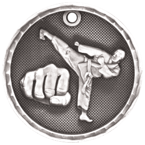 2″ Antique Silver 3D Martial Arts Medal