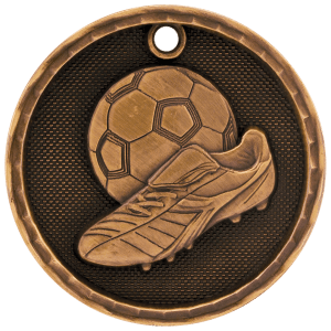 2″ Antique Bronze 3D Soccer Medal