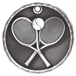 2″ Antique Silver 3D Tennis Medal