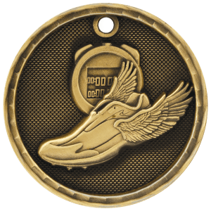 2″ Antique Gold 3D Track Medal