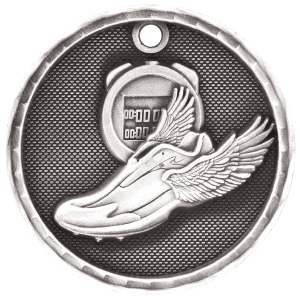 2″ Antique Silver 3D Track Medal