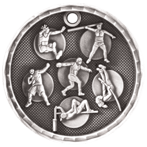 2″ Antique Silver 3D Track and Field Medal