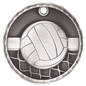 2″ Antique Silver 3D Volleyball Medal