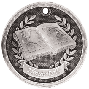 2″ Antique Silver 3D Honor Roll Medal