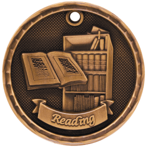 2″ Antique Bronze 3D Reading Medal