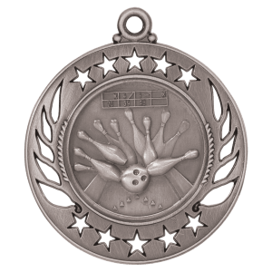 2 1/4″ Antique Silver Bowling Galaxy Medal
