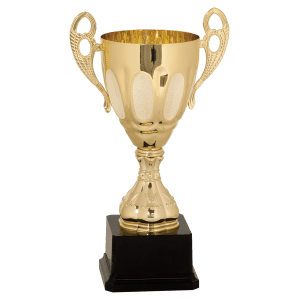 11″ Gold Completed Metal Cup Trophy on Plastic Base