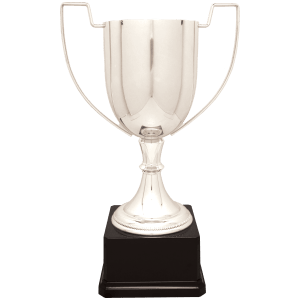 14 1/4″ Silver Completed Zinc Cup Trophy on Plastic Base