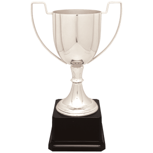 10 1/2″ Silver Completed Zinc Cup Trophy on Plastic Base