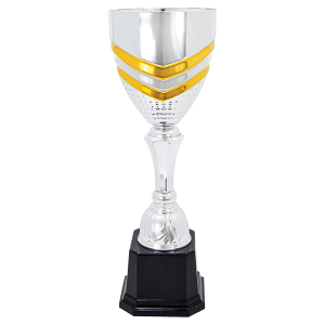 13 1/4″ Completed Metal Cup Trophy on Plastic Base
