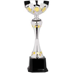 17 1/2″ Silver/Gold Completed Metal Cup Trophy on Plastic Base