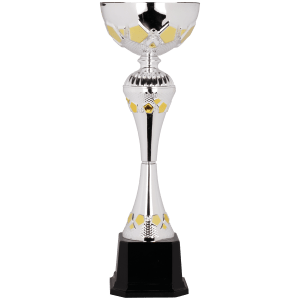 16″ Silver/Gold Completed Metal Cup Trophy on Plastic Base