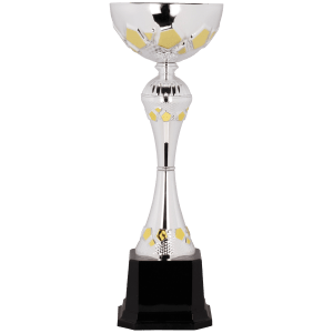 13 1/4″ Silver/Gold Completed Metal Cup Trophy on Plastic Base