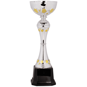 10 3/4″ Silver/Gold Completed Metal Cup Trophy on Plastic Base