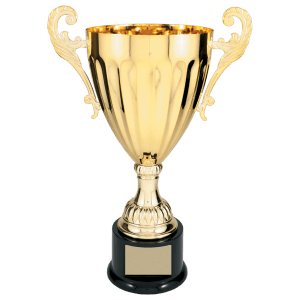 14 1/2″ Gold Completed Metal Cup Trophy on Plastic Base