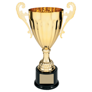 12″ Gold Completed Metal Cup Trophy on Plastic Base