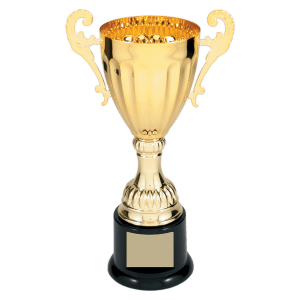 8 3/4″ Gold Completed Metal Cup Trophy on Plastic Base