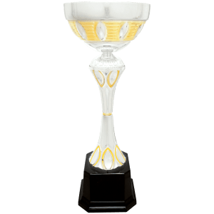 16 1/2″ Silver/Gold Completed Metal Cup Trophy on Plastic Base