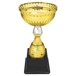 8 3/4″ Gold & Silver Metal Cup with Plastic Stem and Base