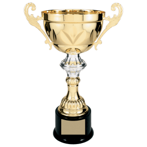 14 1/2″ Gold Completed Metal Cup Trophy on Plastic Base