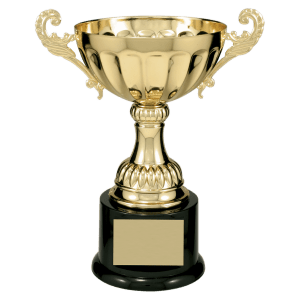 8 1/2″ Gold Completed Metal Cup Trophy on Plastic Base