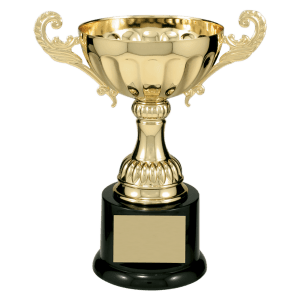 7 1/2″ Gold Completed Metal Cup Trophy on Plastic Base